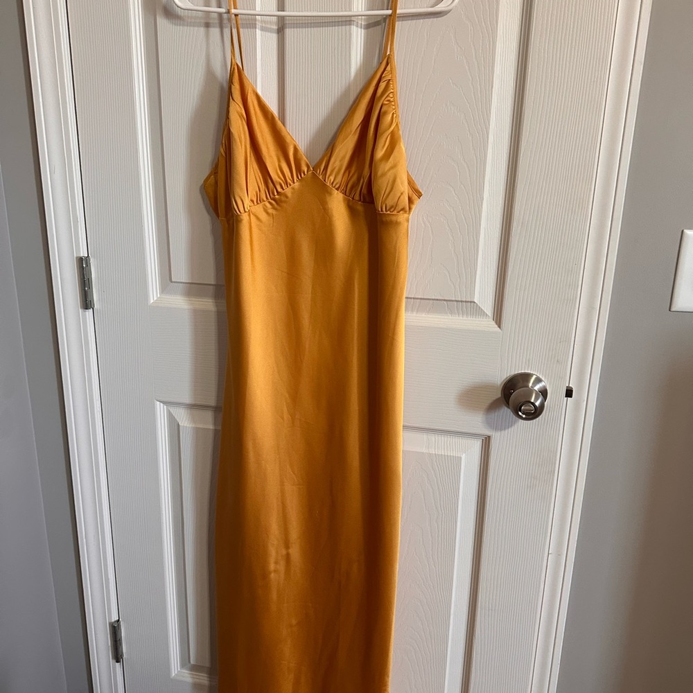 Abercrombie & Fitch Slip Rouche Mustard Yellow Dress